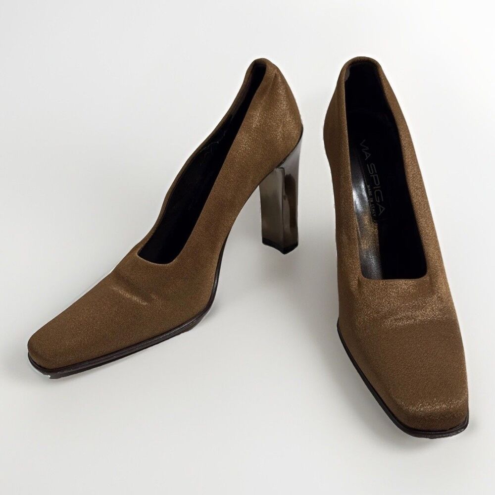 Via Spiga Italian 4” Heels Womens 8N Bronze Shoes Formal Business Designer New